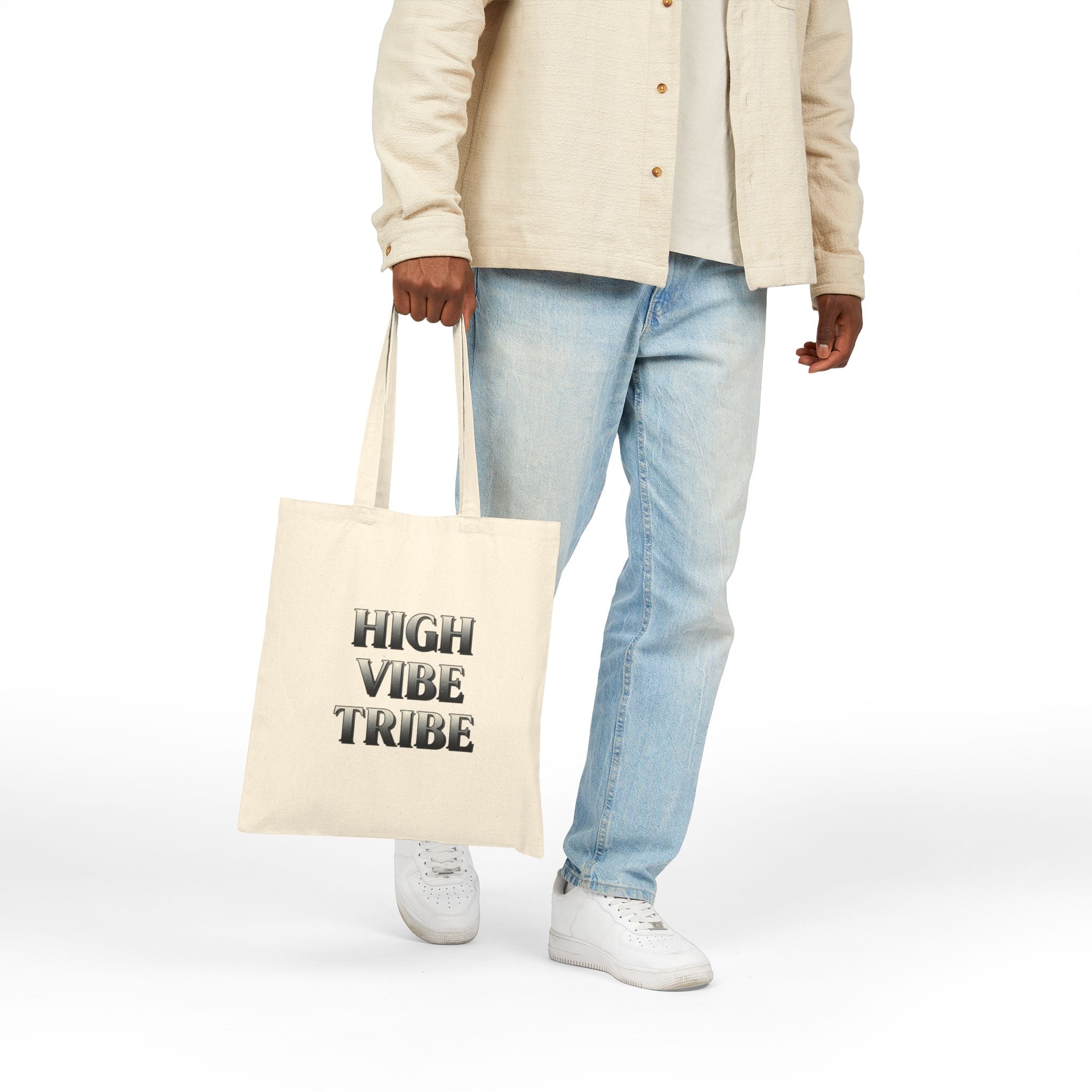 High Vibe Tribe Canvas Tote Bag — Positive Quote Eco Shopper