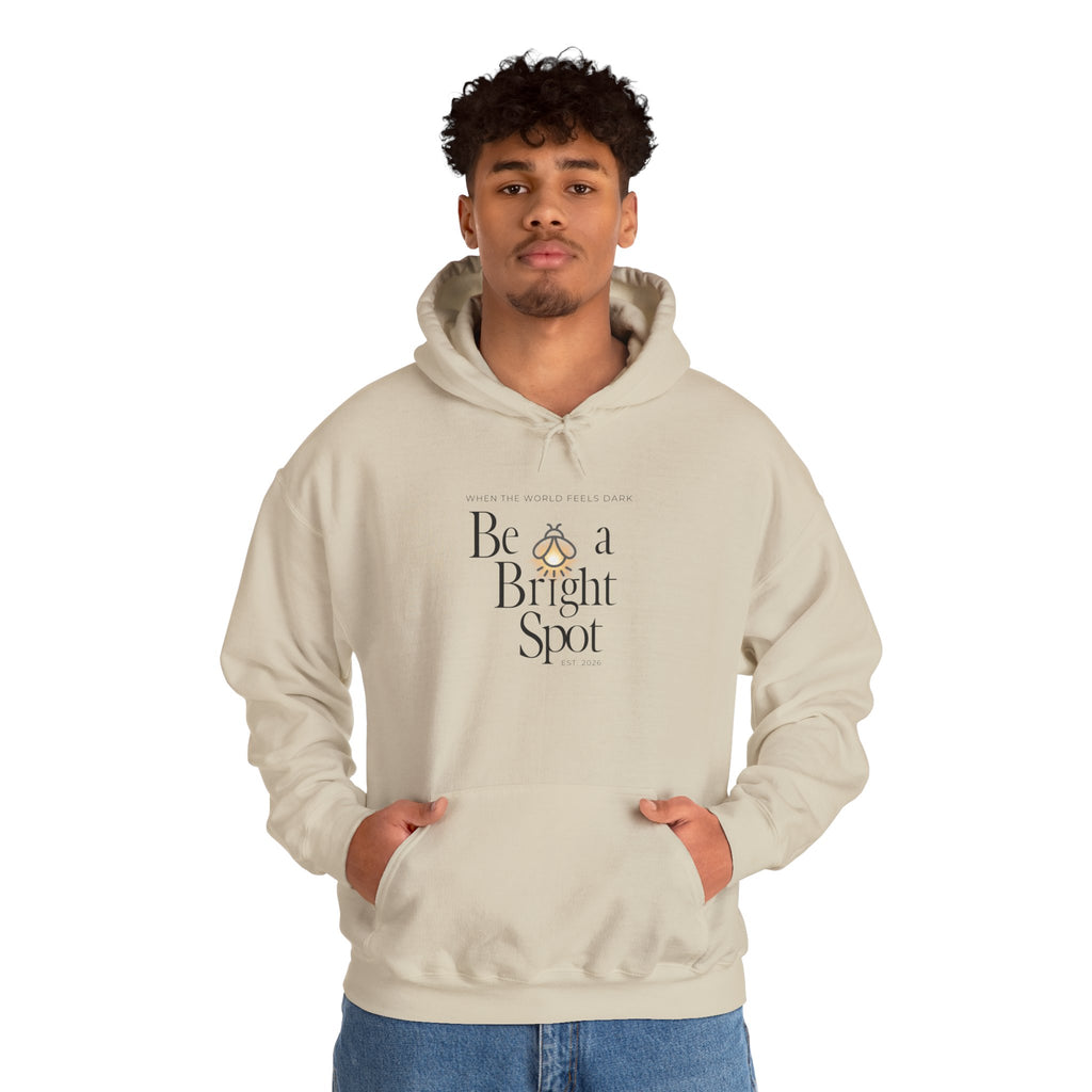 Be a Bright Spot Hoodie — Inspirational Cozy Pullover with Sun Illustration