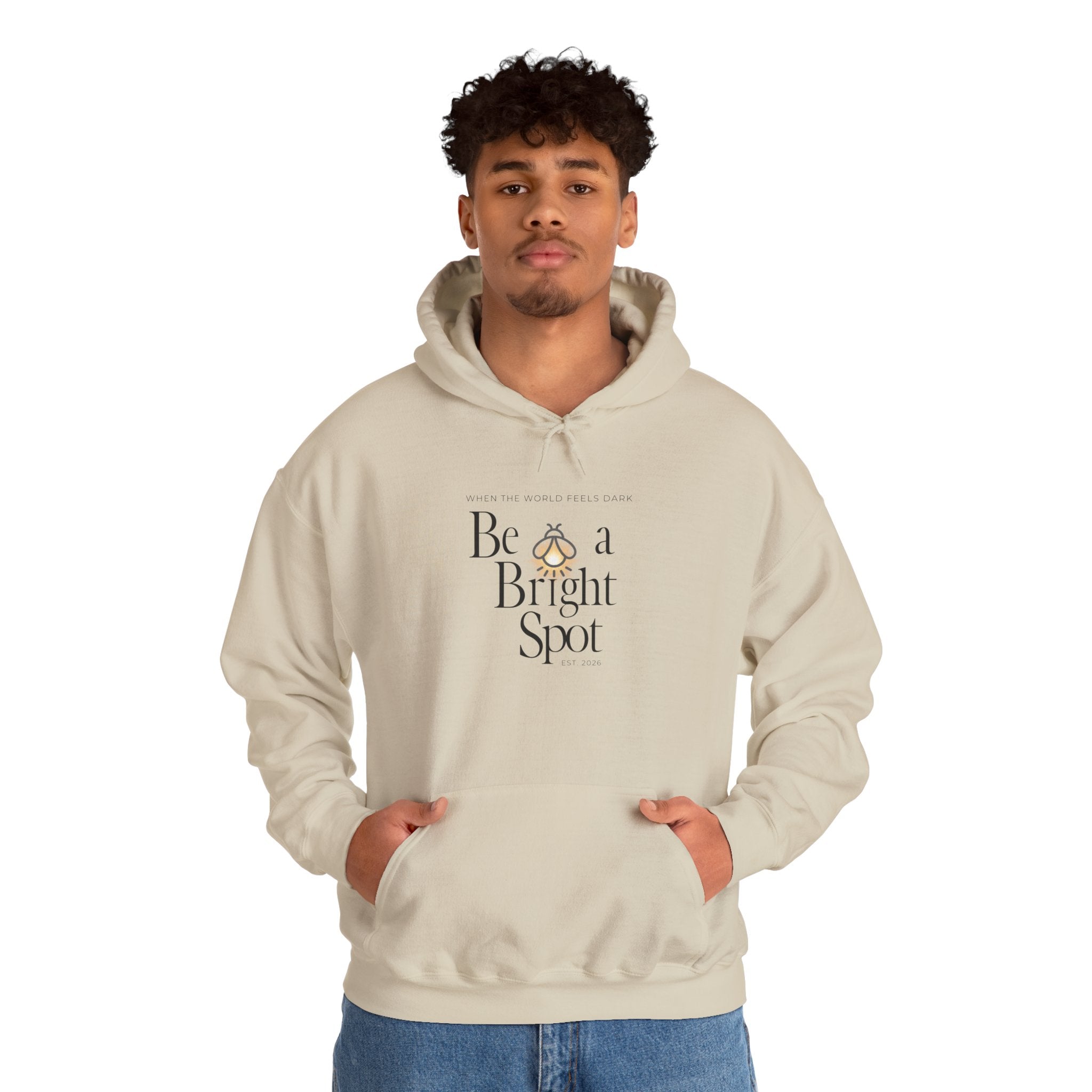 Be a Bright Spot Hoodie — Inspirational Cozy Pullover with Sun Illustration