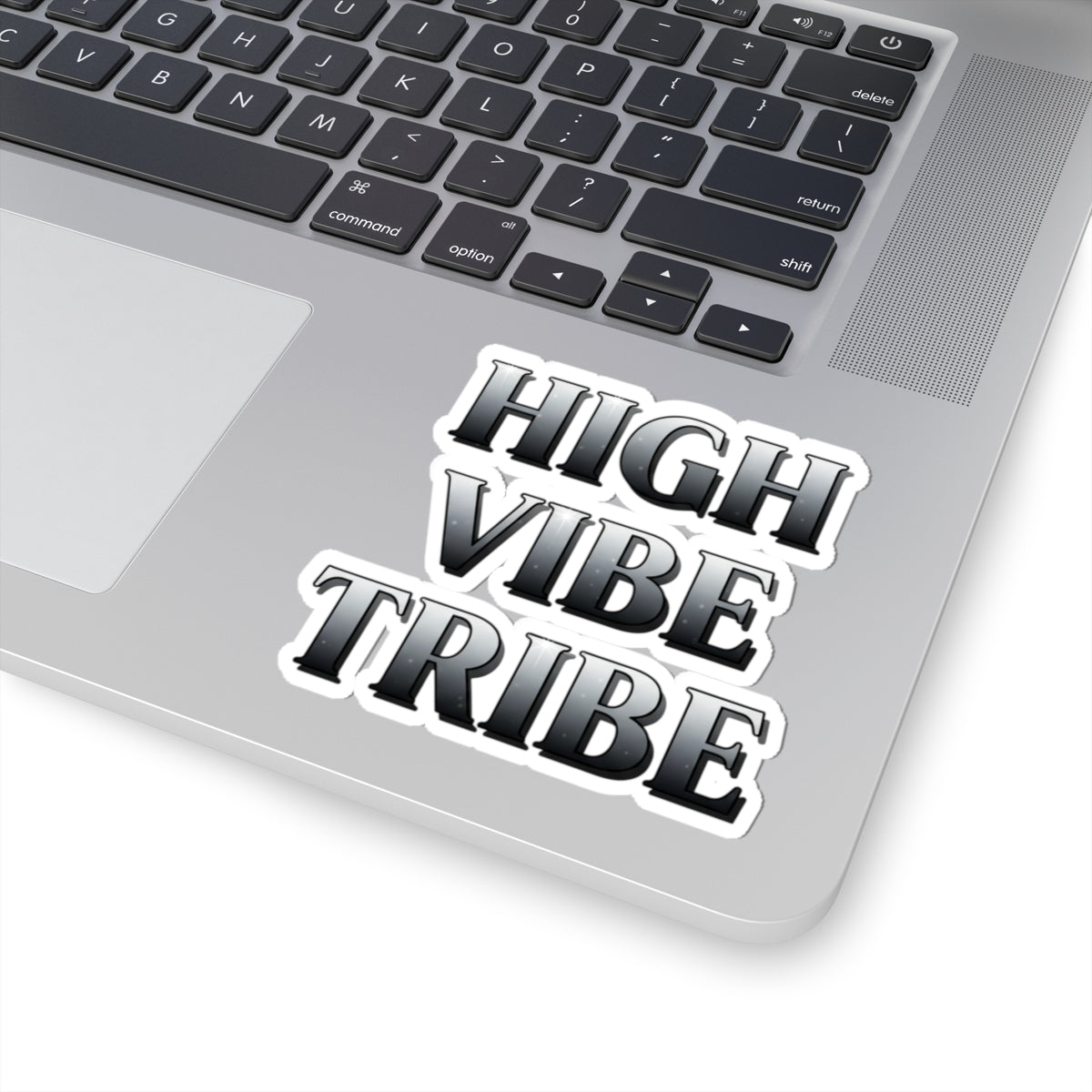 High Vibe Tribe Sticker — Metallic Gradient Kiss-Cut Decal for Laptops, Water Bottles & Journals